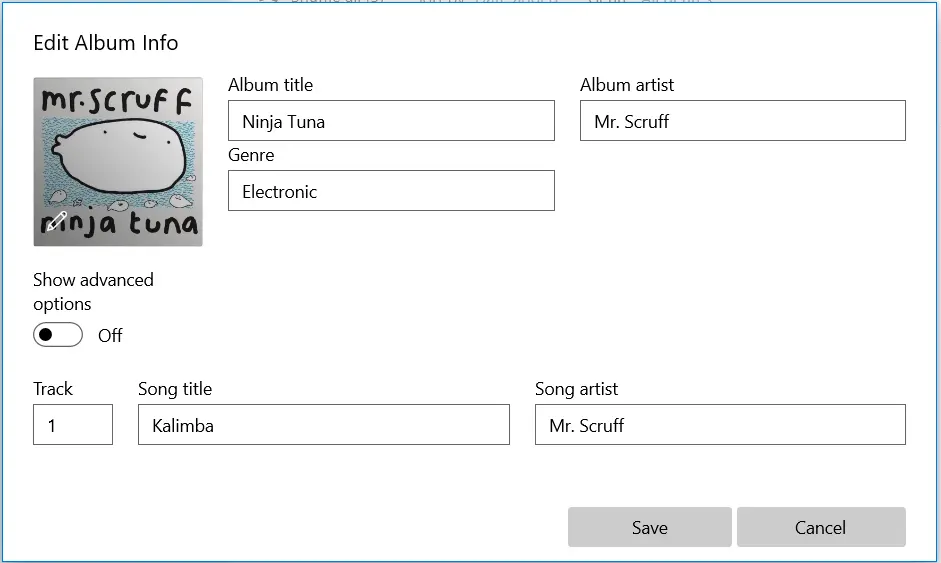 groove music tag editor interface