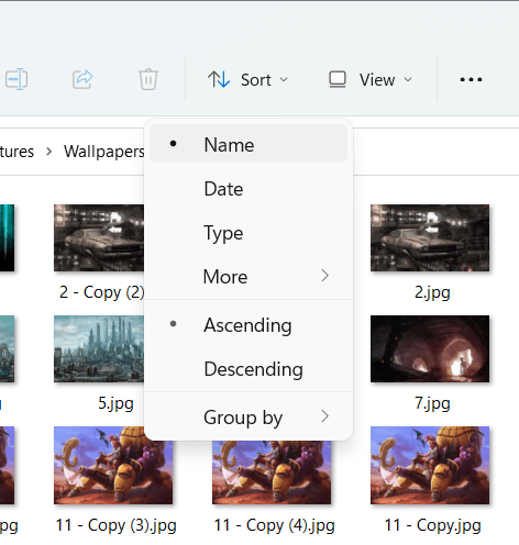 sort files by their names