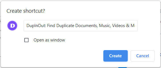 create shortcut to a website in chrome