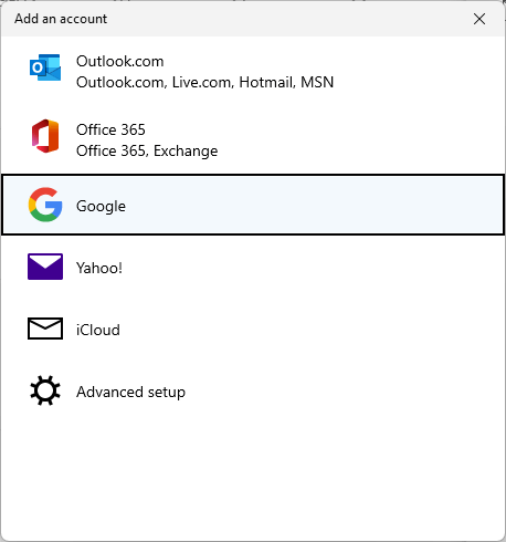 Add an Account Dialog