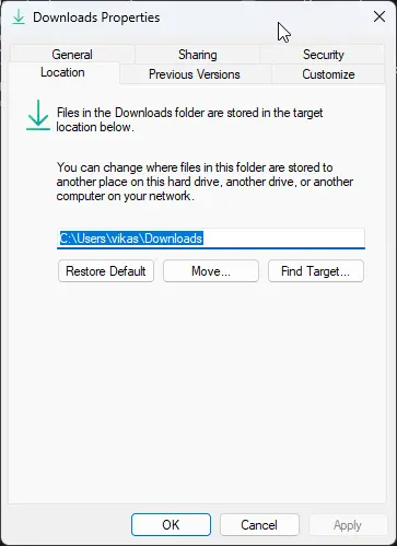 change download location in windows 11