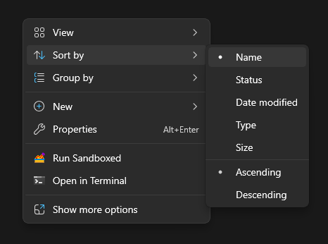 Sort by Name (Context Menu Option)